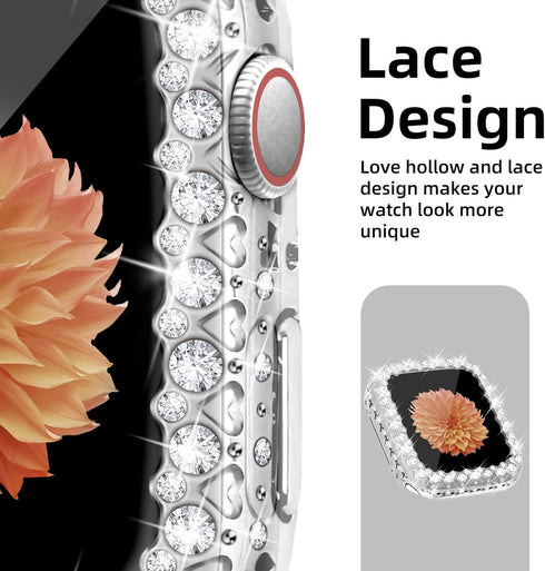 Bling Bumper Case Women Compatible with Apple Watch 45mm Full Diamond Protective Face Cover PC Frame Protector Accessories for iWatch Series 7/8/9...