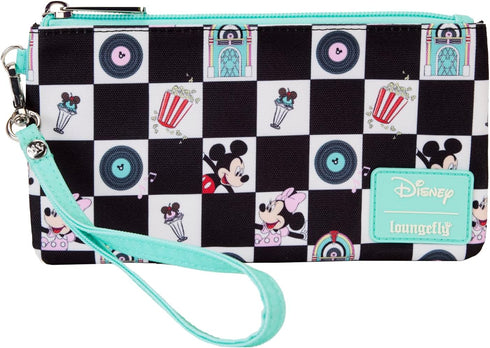 Loungefly DISNEY MICKEY and MINNIE DATE NIGHT DINER AOP NYLON WRISTLET...