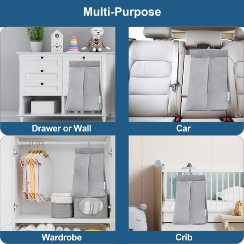 SPRINGSPIRIT Diaper Stacker Caddy Organizer Easy Access & Dustproof Portable Hand Free Diaper Holder for Adults or Nursery, Machine Washable Grey...