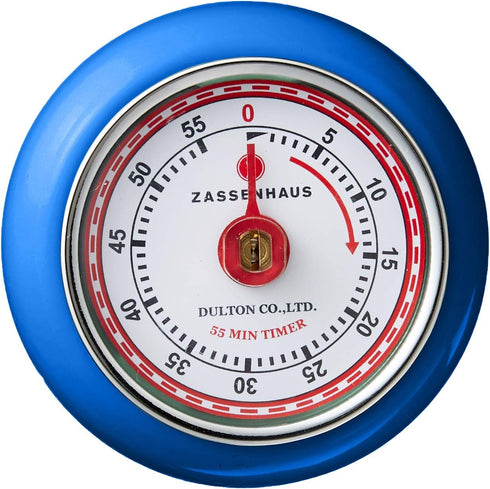 Zassenhaus Magnetic Retro Kitchen Timer, Classic Mechanical Cooking Timer (Royal Blue)...