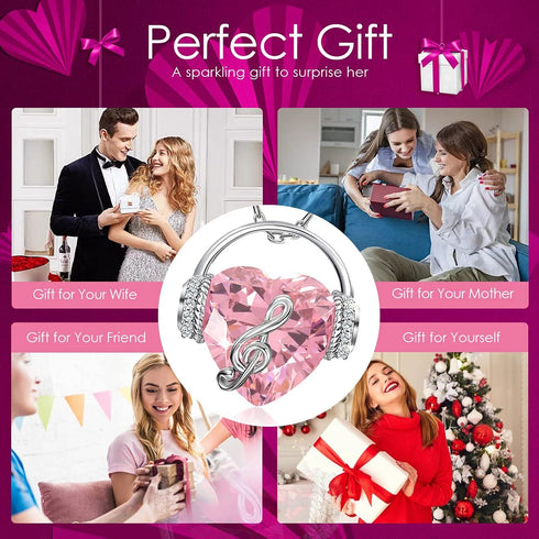 Necklaces for Women Music Note Necklace Heart Pendant Necklaces Birthstone Crystal Jewelry Christmas Mother Day Valentine Anniversary Birthday Gif...