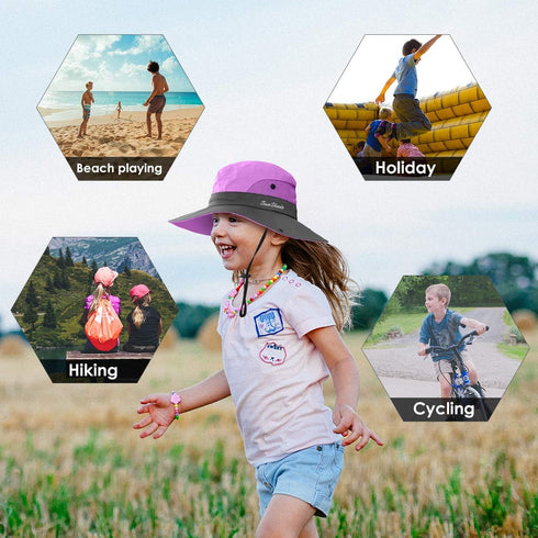 IYEBRAO 2 Pieces Kids Sun Hat with Ponytail Hole UPF 50 Summer Cap for Girls Beach ? Fishing...