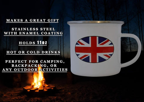 Rogue River Tactical UK UNited Kingdom Camp Mug Enamel Camping Coffee Cup Gift Union Jack Camping Gear...
