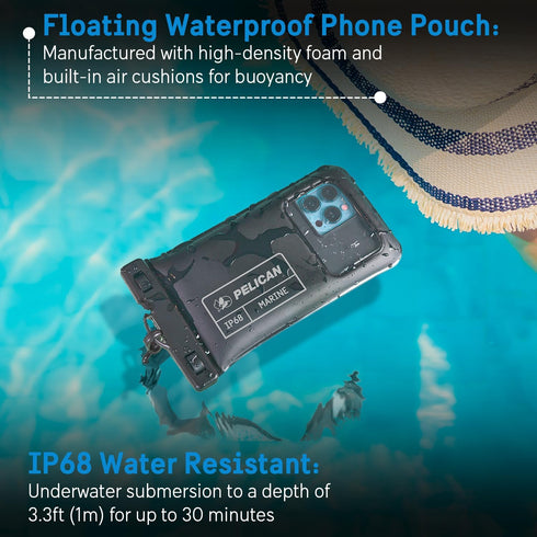 Pelican Marine - IP68 Waterproof Phone Pouch / Case (Regular Size) - Floating Waterproof Phone Case - iPhone 15 Pro Max/ 14 Pro Max/ 13 Pro Max/ 1...