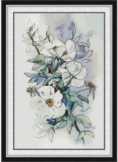 CROSSDECOR Stamped Cross Stitch Kits for Beginners- Full Set of Blooming heather Embroidery for Adults,11 CT 3 Strands DIY Patterns Counted Arts C...