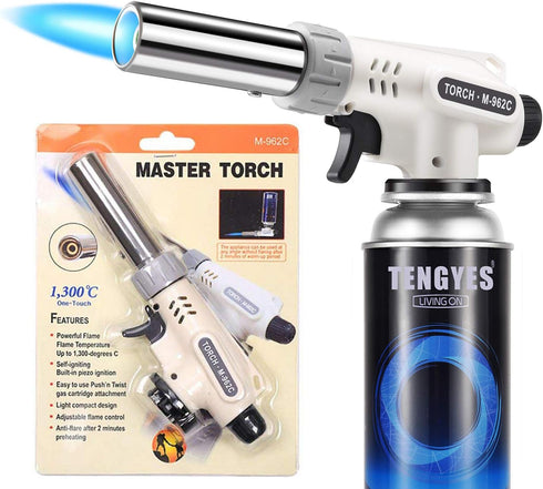 Kitchen Butane Blow Torch Lighter - Culinary Torch Chef Cooking Torches Professional Adjustable Flame with Reverse Use for Creme, Brulee, BBQ, Bak...