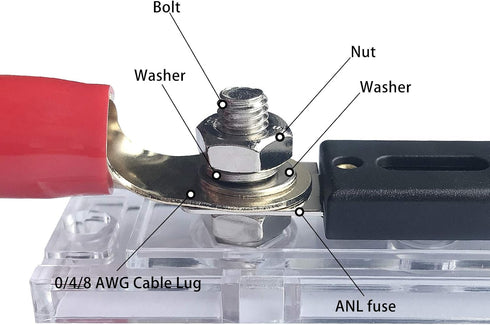 250A Inline Fuse Holder, 0/2/4/8 Gauge AWG ANL Fuse Block Holder with 250 Amp ANL Fuses for Car Audio Amplifier (2 Pack)...