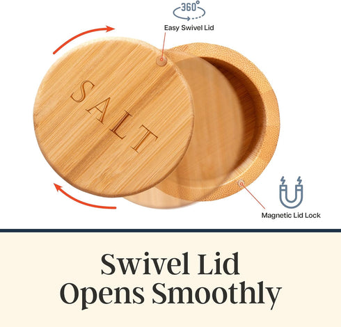 Totally Bamboo Salt Cellar – Wooden Salt Box with Magnetic Lid for Countertop Storage, 6 oz Capacity...