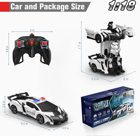 BLUEJAY Transform Rc Cars for Boys 4-7 8-12, 2.4Ghz 1:18 Scale Remote Control Car Transforming Robot, One-Button Deformation 360° Rotation and Dri...