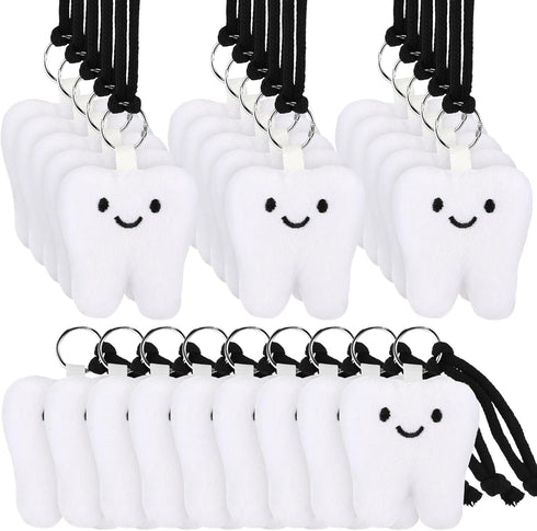 24 Set Funny Dental Assistant Gift Tooth Plush Keychains Dental Toy Dentist Appreciation Gifts for Back to School Hygienist Nurse Student Coworker...