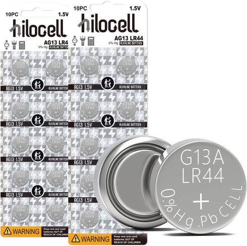 AG13 LR44 357 303 SR44 Battery, Premium Alkaline 1.5V Button Coin Cell Batteries, 20 Pack...