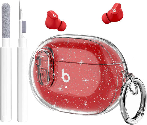 Beats Studio Buds/Studio Buds Plus Case Cover Clear 2021/2023 Men Lock Clip with Cleaner Kit, GARTOO Protective Case for Women Girls Kids Clear Gl...