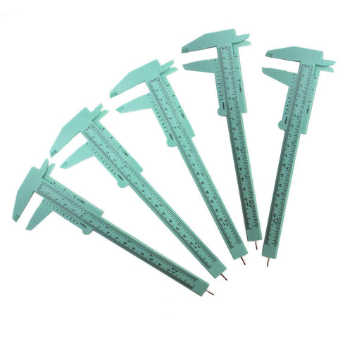 TamBee 6Inch 150mm Mini Caliper Double Scale Plastic Vernier Caliper for Jewelry Sliding Gauge Ruler Measuring Tool 5PCS(Mint Green)...