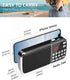 PRUNUS J-189 Bluetooth AM FM Radio, Small Portable Radios - Dual Speaker Heavy Bass, LED Flashlight, Pocket Size, TF Card USB AUX MP3 Player, Rech...