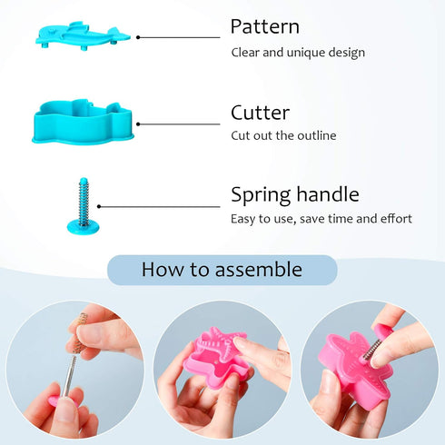 Patelai 12 Pieces Ocean Fish Cookie Cutters with Plunger Stamps Set 3D Under The Sea Creature Animal Cookie Cutter Pastry Fondant Pie Crust Baking...