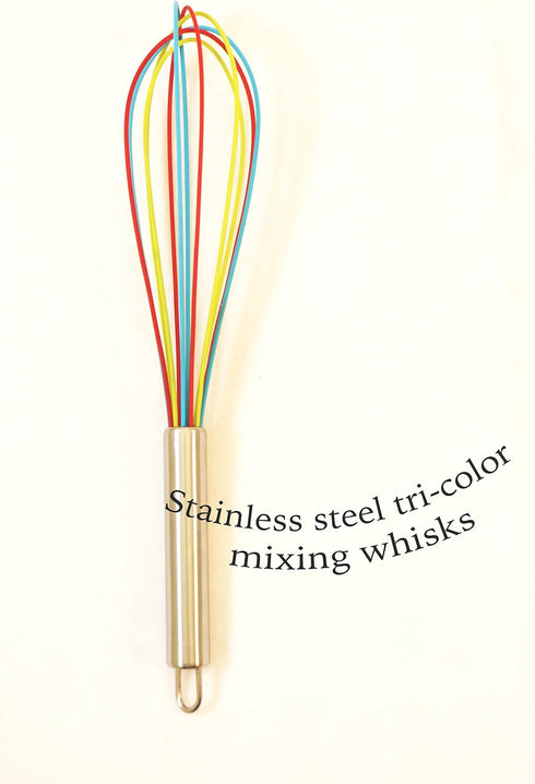 ExcelSteel Stainless Steel Whisk With Silicone (Set of 3), Medium, Tri-Color...