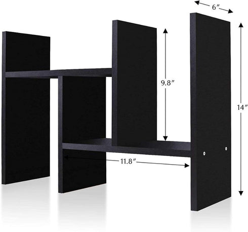 Desktop Bookshelf Storage Organizer Adjustable Wood Desktop Display Shelf Rack Counter Office Storage Rack Top Bookcase - Free Style Display Natur...
