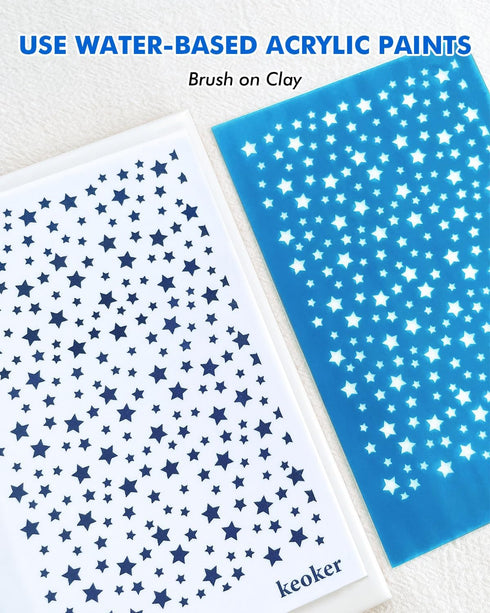 KEOKER Silk Screen Stencils for Polymer Clay Reusable Stars, 4th of July Star Silkscreen for Clay, Printing on Clay & Other Jewelry Clay Earrings ...