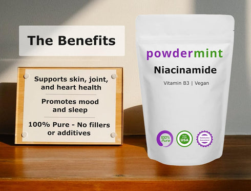 Niacinamide Powder (Vitamin B3) 100% Pure Niacin Powder 500 mg Flush-Free Supplement (100 Grams)...