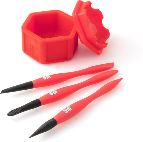 Sili Glue Pod and 3 Sili Micro Glue Brushes with Multi Purpose Sealable Lid/Glue Brush Holder • Fine Tip • Chiseled Tip and Flat Tapered Tip Brush...