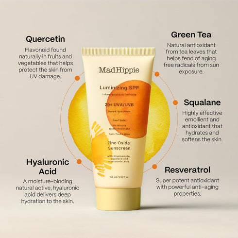 Mad Hippie Luminizing Facial SPF, Daily Protective Serum, 29 SPF Moisturizer & Mineral Sunscreen Face Lotion, Zinc Oxide Mineral Face Sunscreen, S...