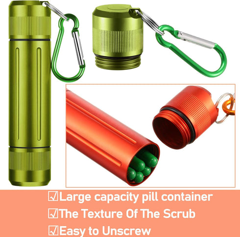 3 Pieces Metal Container Portable Sealed Container Bottles Aluminum Alloy Case Waterproof Jar Travel Container with Key Chain for Outdoor Camping ...