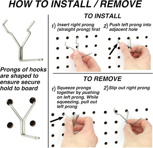 Pegboard Hooks 50-Pack 1" + 2” L Hook - Zinc Plated - Will Not Fall Out - Fits Any Peg Board - Organize Tools, Accessories, Workbench, Garage Stor...