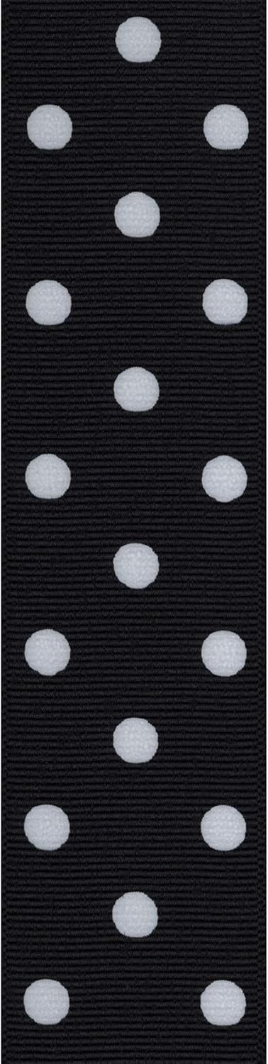 Offray 945889 1.5" Wide Grosgrain Ribbon, Black and White Polka Dot, 3 Yards...