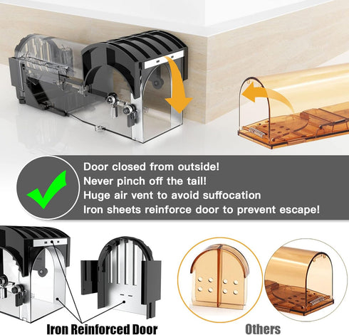 IIWEY Humane Mouse Traps, 8.9 inches Enlarged No Kill Rat Trap, Reusable Catch and Release Mice Traps, Pet and Children Friendly Mouse Trap That W...