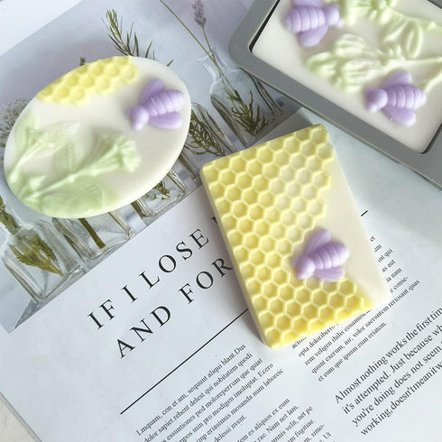 2Pcs Rectangle Bee Silicone Soap Molds, Honeycomb Molds for Chocolate Jelly Candy Homemade Craft Making...