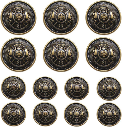14 Pieces Antique Metal Buttons 15mm 20mm Blazer Buttons Set for Blazers, Suits, Sport Coat, Uniform, Jackets (MB20170)...