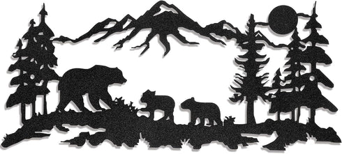 Moxweyeni Metal Bear Wall Art Forest Mountain Bear Woodland Decor Rustic Animal Hunting Decor for Bedroom Wall Decoration, 11.8 x 6.9 Inch...