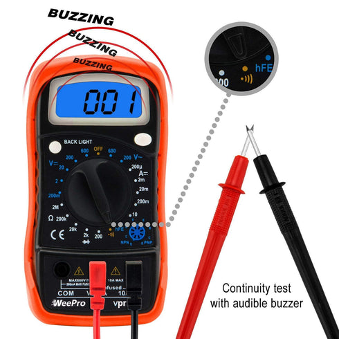 Vpro850L Digital Multimeter DC AC Voltmeter, Ohm Volt Amp Test Meter, Electric Tester Ohmmeter with Diode and Continuity Detector, Backlit Display...