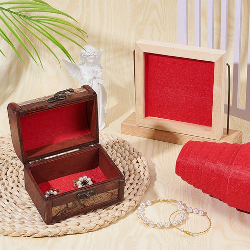 BENECREAT 15.7" x 78.7" Red Self-Adhesive Felt Fabric Sheet Sticky Jewelry Drawer Box Liner for Birthday Art and Craft Making, Halloween Christmas...