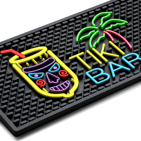 Tiki Bar Mat 6 x 12 Inches Thick Rubber Bar Mat Fluorescent Pattern Non Slip Bar Mat for Countertop Entertaining and Vibrant Home Bar Service Mat ...