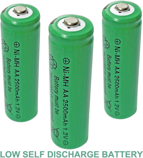12 Packs High Performance Ni-MH 1.2V AA 2500mAh Rechargable Batteries for Solar Garden Lights, Remotes, Mice...