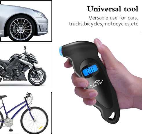 JUSTTOP Digital Tire Pressure Gauge, 150PSI 4 Setting for Cars, Trucks and Bicycles, Backlit LCD and Anti-Skid Grip for Easy and Accurate Reading(...