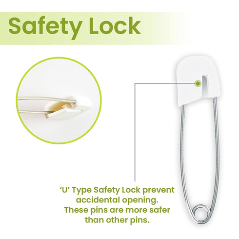 50 PCS Diaper Pins - Stainless Steel Pins with Plastic Safety Lock, Large Nappy Pins with White Plastic Heads, 5.5cm x 1.1cm - Safety Pins for Bab...