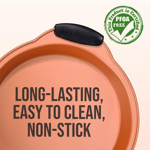 NutriChef Non Stick Round Cake Pan, Commercial Grade Metal Bakeware with Silicone Handles, Long-Lasting, Easy-to-Clean, Dishwasher Safe, PFOA, PFO...