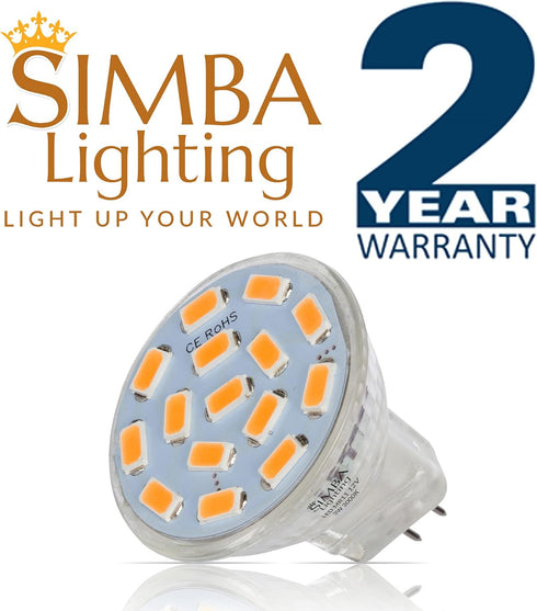 Simba Lighting LED MR11 Flood Light Bulbs (4 Pack) 12V 3W 20W Halogen Replacement 2-Pin 240lm for Landscape, Accent, Track Lights, and Christmas T...