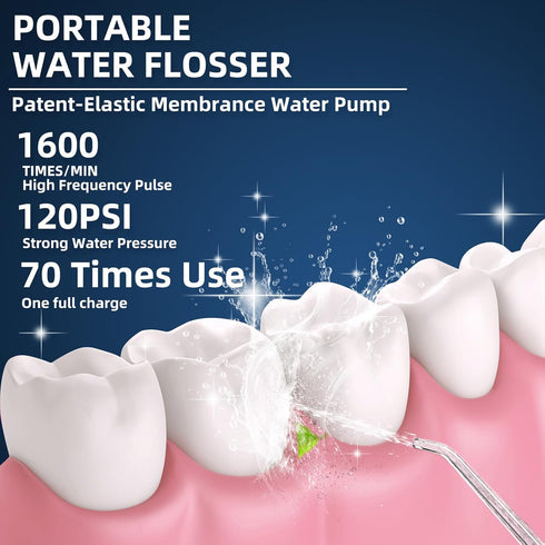 Portable Water Flosser for Teeth, Oral Irrigator, Cordless Mini Water Dental Flosser with Telescopic Water Tank, IPX7 Waterproof, Home & Travel Te...