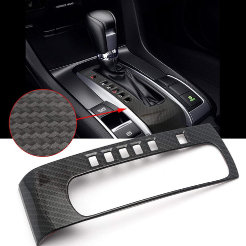Xotic Tech Gear Shift Panel Frame Cover Trim Carbon Fiber Pattern, Compatible with Honda Civic 10th Gen 2016 2017 2018 2019 2020 2021 (Automatic T...