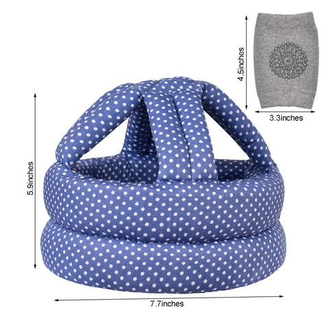 Baby Helmet & Baby Knee Pads for Crawling,Infant Helmet & Walking Baby Helmet?for Age 6-36 Months,Blue Dots(A(A)...