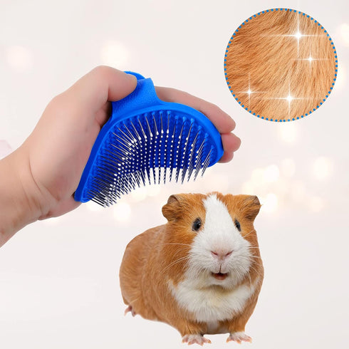 4 Pieces Bunny Grooming Kit with Rabbit Grooming Brush Pet Hair Remover Pet Nail Clipper Pet Comb Shampoo Bath Brush with Adjustable Ring Handle f...