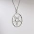 Inverted Pentacle Pentagram Satanic Polished Silver Finish Pendant Necklace...