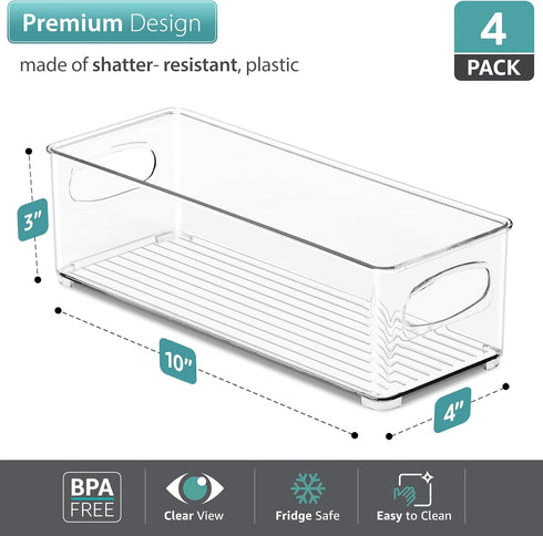 Sorbus Stackable Refrigerator Organizer Bins - Clear Storage Bins for Kitchen Pantry, Freezer & Fridge Organization - Food Organizing Plastic Cont...