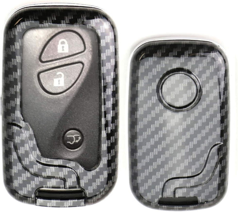 iJDMTOY Exact Fit Black Glossy Carbon Fiber Finish Key Fob Shell Compatible with Lexus is ES GS LS CT LX GX RX, etc 1st Gen Smart Keyless Fob...
