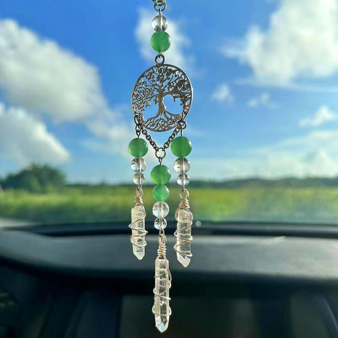 Hanging Car Charm, Handmade Crystal Window Car Hanging Ornaments, Dangling Moon, Healing Crystal Accessories, Rearview Mirror Decorations - Protec...