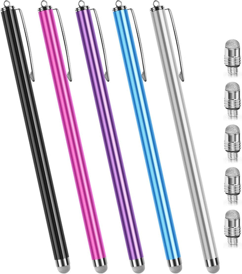 Long Stylus Pens for Touch Screens (5 Pack 185mm) High Sensitivity, Precision and No Scratches, Compatible with iPad, iPhone, Android, Tablets and...