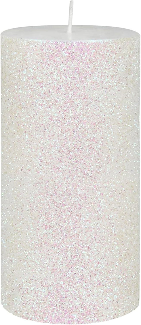 Zest Candle Pillar Candle, 3 by 6-Inch, Metallic White Glitter...